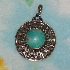 Turquoise pendant, sterling silver